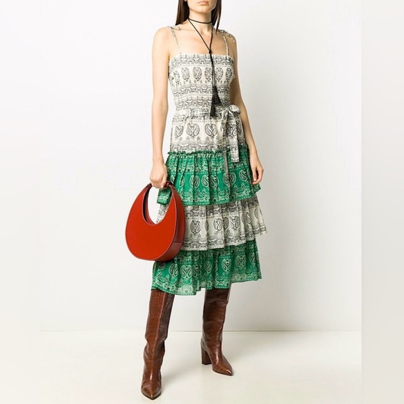 Tory Burch Bandana Green and White Tiered Dress - threedaughtersproperties.com Tory Burch Bandana Green and White Tiered Dress - threedaughtersproperties.com